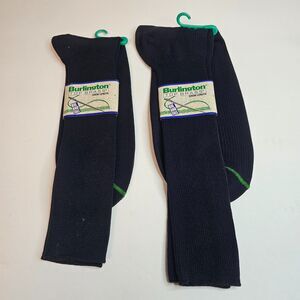 NOS Burlington Top Brass Navy Crew Socks Lot of 2 Shoe Size 12+ King Rib Nylon